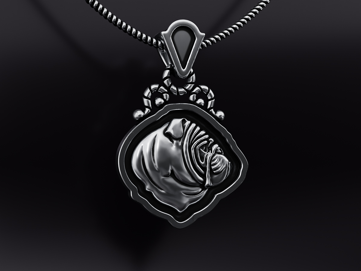 Exclusive Sculptural Bulldog Pendant for Dog Breeders. Custom Jewelry Design.